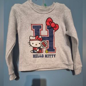 Hello Kitty Girls' Gray Pullover Sweatshirt with Navy & Red Graphic
